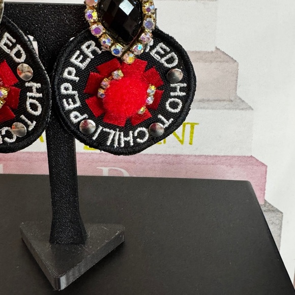 Handmade Red Hot Chili Peppers Earrings – Statement Rock Jewelry - Picture 3 of 4